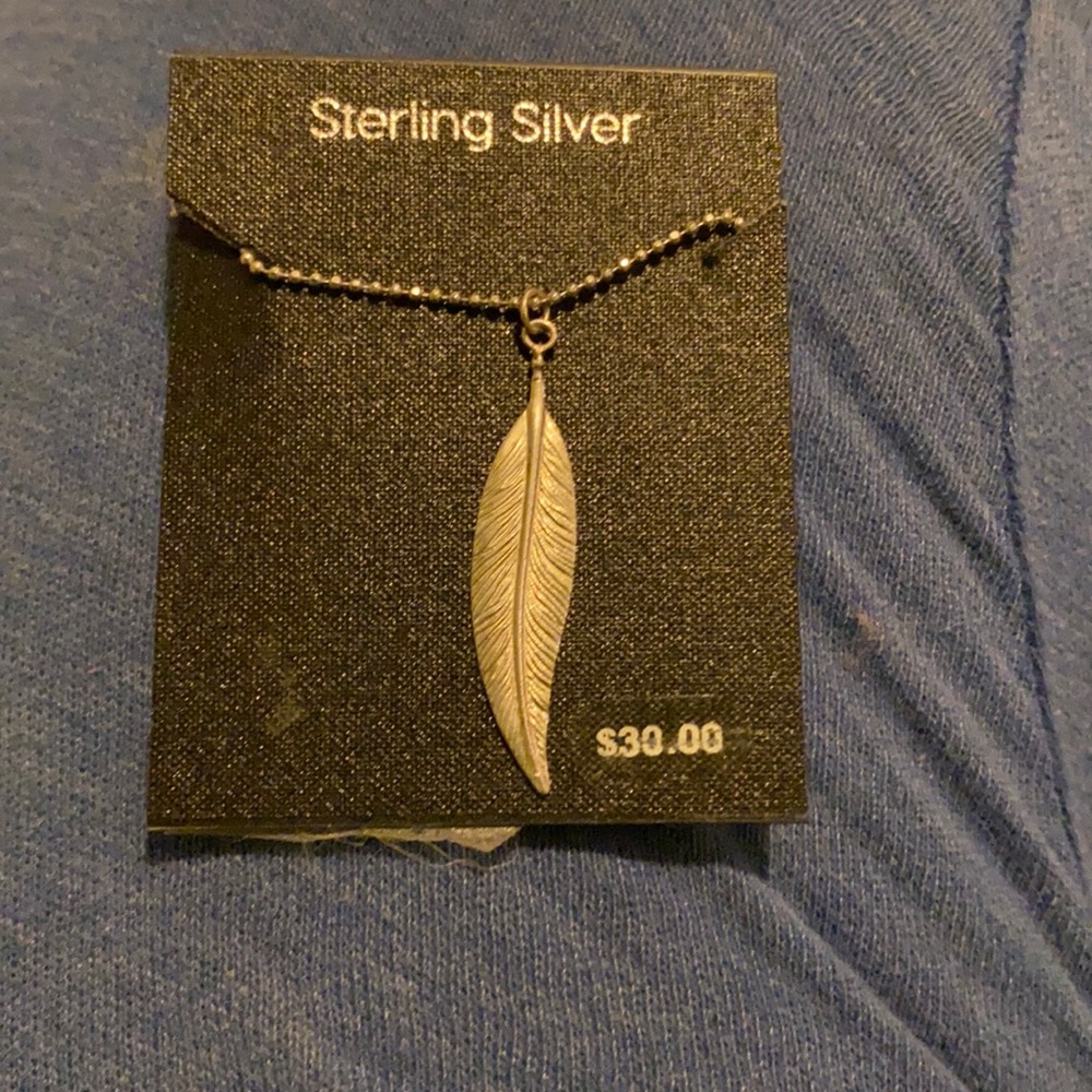 Sterling silver feather necklace